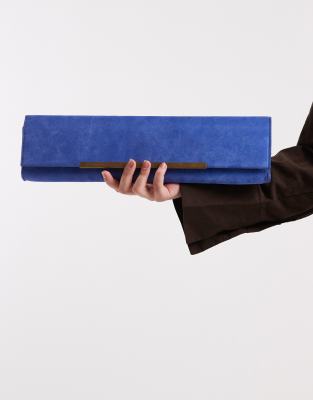 Asos Design Baguette Clutch With Metal Hardware In Purple