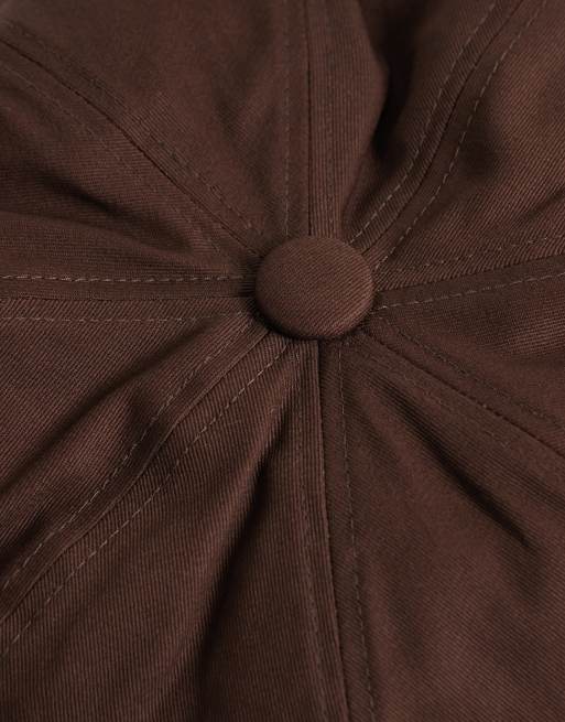 ASOS DESIGN baker boy hat in chocolate, 2 of 3