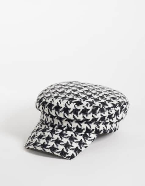 ASOS DESIGN baker boy hat in houndstooth - view 1