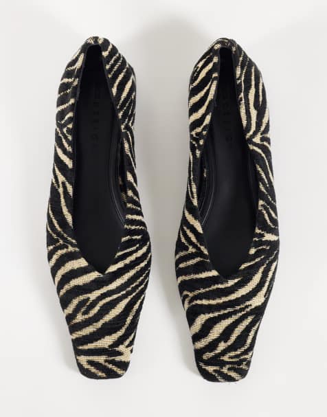 ASOS DESIGN baleriny z noskiem typu chisel toe w zebrę - view 1