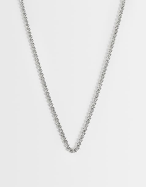 ASOS DESIGN ball detail link chain in silver tone - view 1
