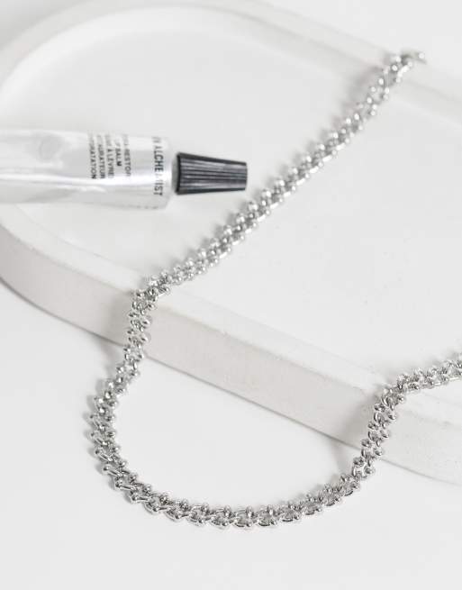 ASOS DESIGN ball detail link chain in silver, 3 of 3