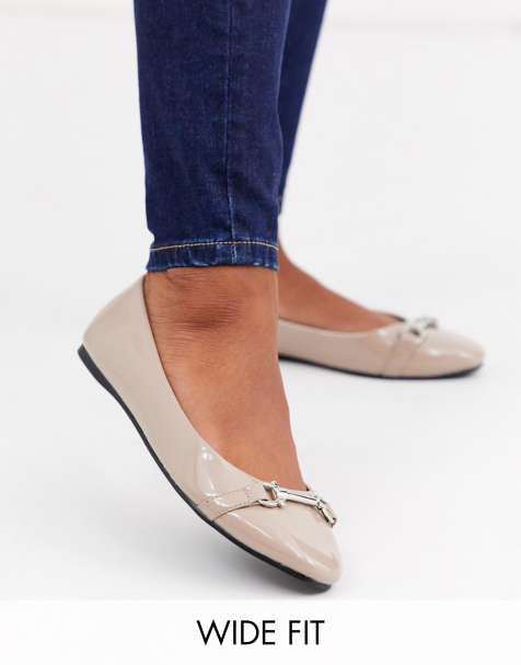 ASOS DESIGN - Ballerines plates pointure large - Beige