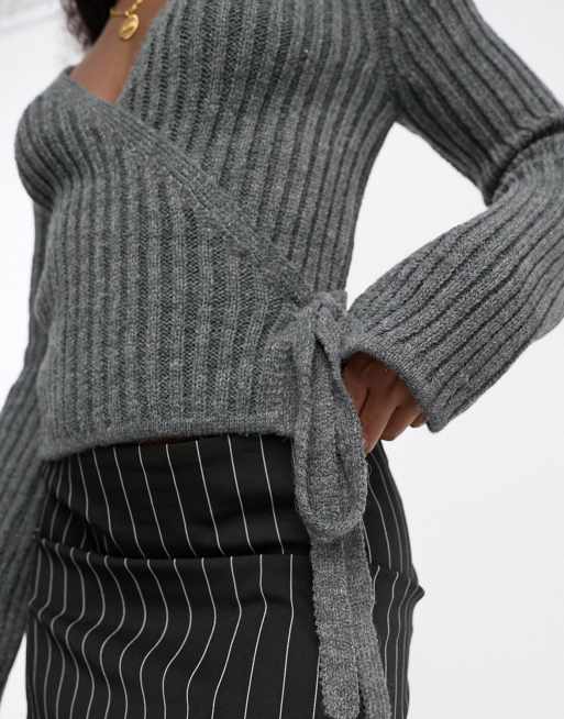 ASOS DESIGN Nursing wrap sweater in fine knit