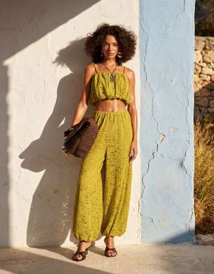 Ballon-Camisole aus Spitze in Grün, Kombiteil Grün 44