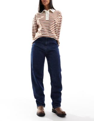 ASOS DESIGN - Ballon-Jeans in Indigoblau mit Lasche hinten