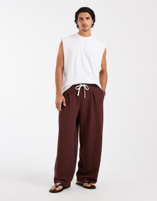 Ballon-Jogginghose in Braun mit Oversize-Schnitt und Strukturmuster Braun S