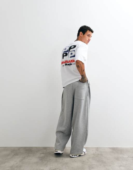 ASOS DESIGN – Ballon-Jogginghose in Grau meliert mit Oversize-Passform und Seitenfalten, 2 von 5