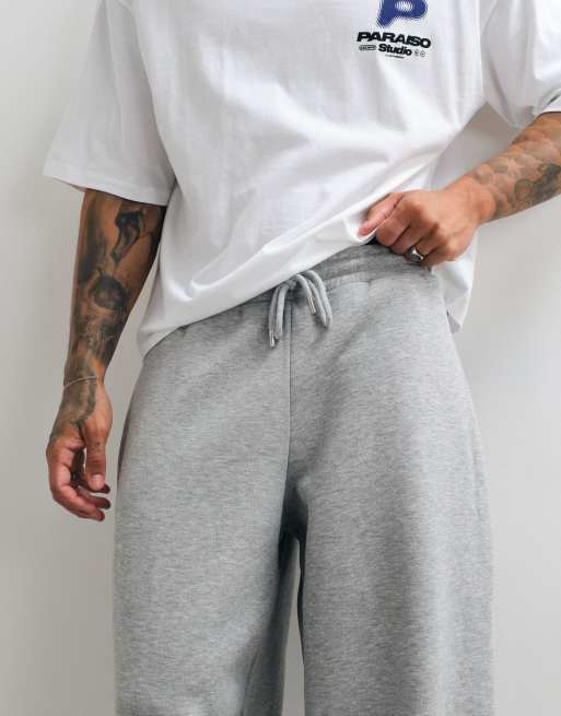 ASOS DESIGN – Ballon-Jogginghose in Grau meliert mit Oversize-Passform und Seitenfalten, 3 von 5