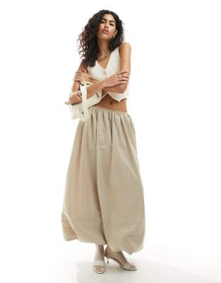 ASOS DESIGN - Ballon-Maxirock in Stone mit abgesetztem Bund-Neutral