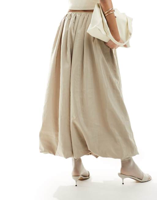 ASOS DESIGN – Ballon-Maxirock in Stone mit abgesetztem Bund, 3 von 5