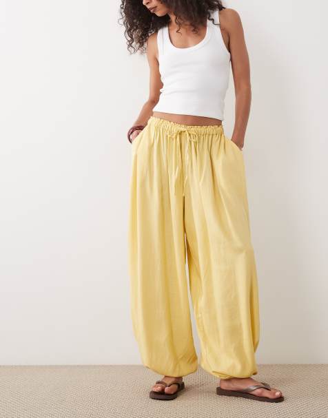ASOS DESIGN – Ballon-Schlupfhose aus Leinenmix in Buttermilchgelb - view 1