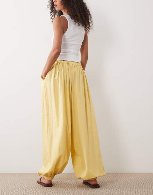ASOS DESIGN – Ballon-Schlupfhose aus Leinenmix in Buttermilchgelb, 4 von 5