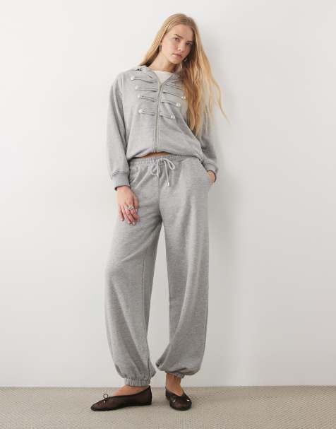 ASOS DESIGN ballongmjukisbyxor i gråmelerad - view 1