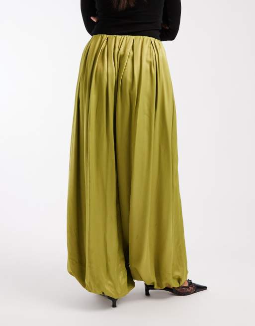 ASOS DESIGN – Ballonhose aus Satin in Olivgrün, 5 von 5