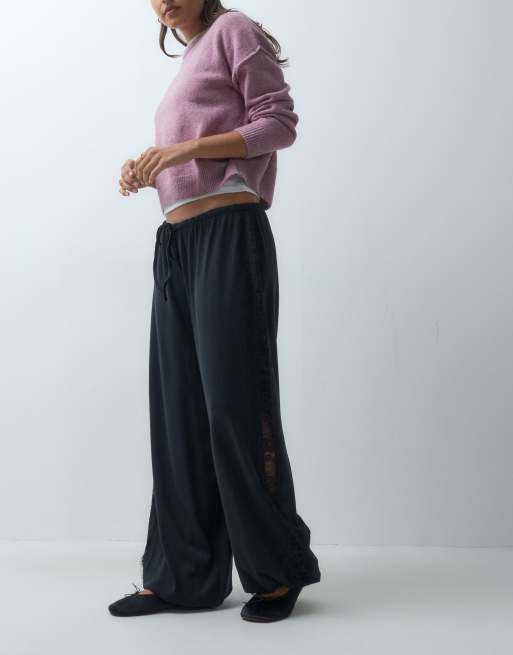 ASOS DESIGN Ballonhose mit Spitzenbesatz in Schwarz, 2 von 5