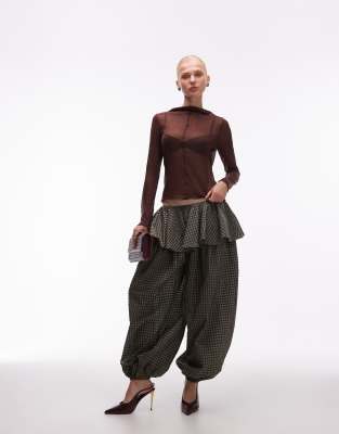 ASOS DESIGN - Ballonhose mit Vichy-Karomuster und Rock-Overlay-Detail-Schwarz