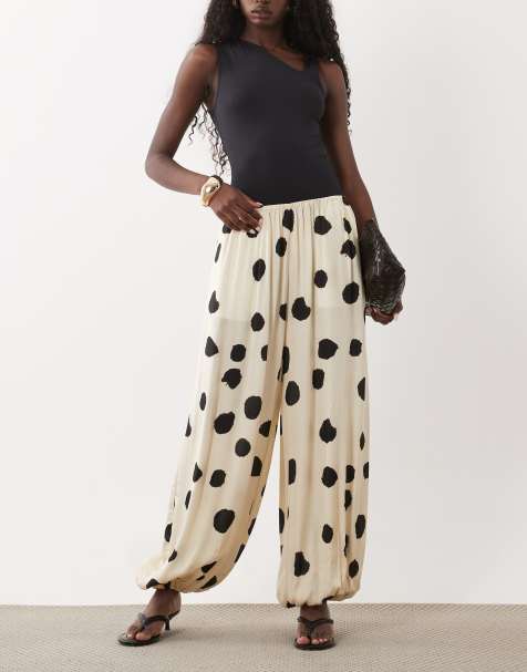 ASOS DESIGN balloon cuff hem trouser in polka dot - view 1