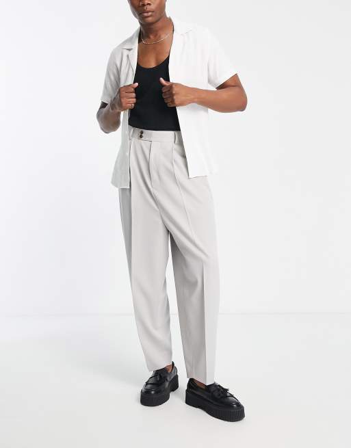 ASOS DESIGN balloon dressy pants in mid gray