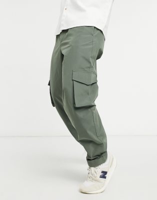 ASOS DESIGN balloon fit cargo trousers in khaki | ASOS