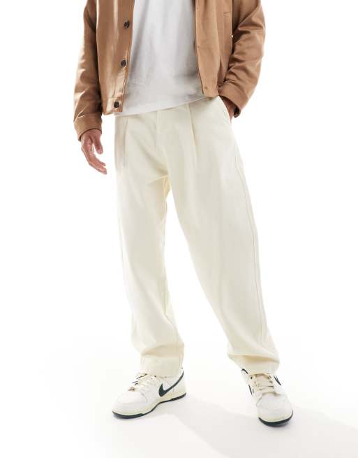 ASOS DESIGN balloon fit chino pants in ecru | ASOS