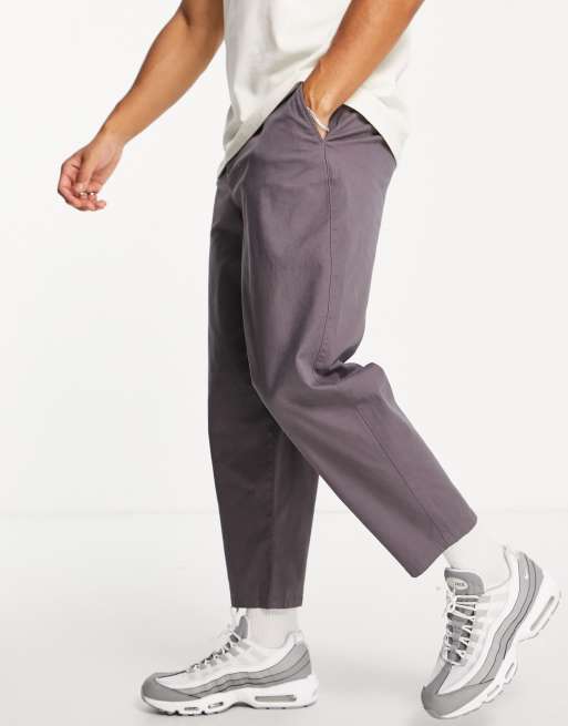 ASOS DESIGN balloon fit chinos in charcoal