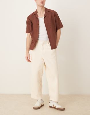 Asos Design Balloon Fit Pants With Beltloop Detail In Green