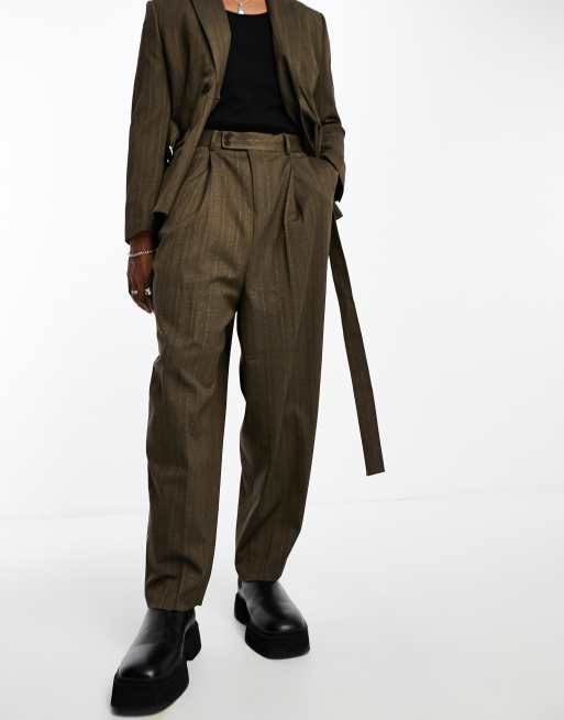 ASOS DESIGN balloon fit suit pants in tonal stripe | ASOS