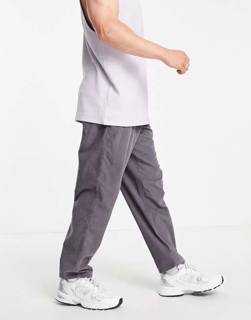 ASOS DESIGN balloon fit trousers in charcoal cord