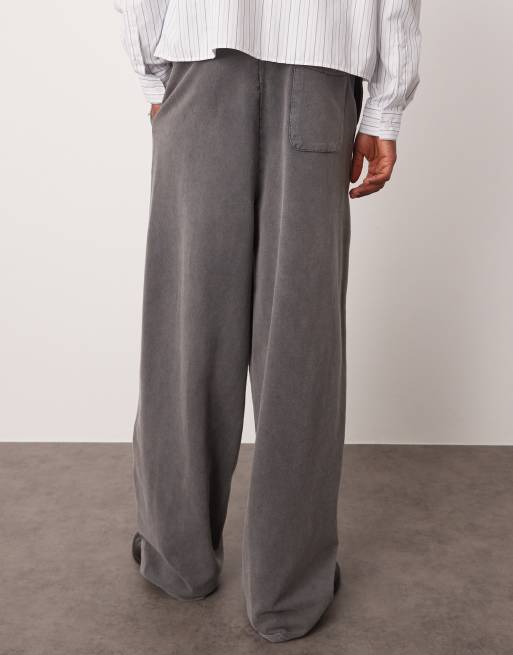 ASOS DESIGN balloon fit washed joggers with seam detail in washed black