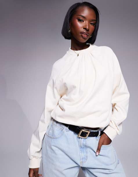 ASOS DESIGN balloon hem sweat in ecru - view 1
