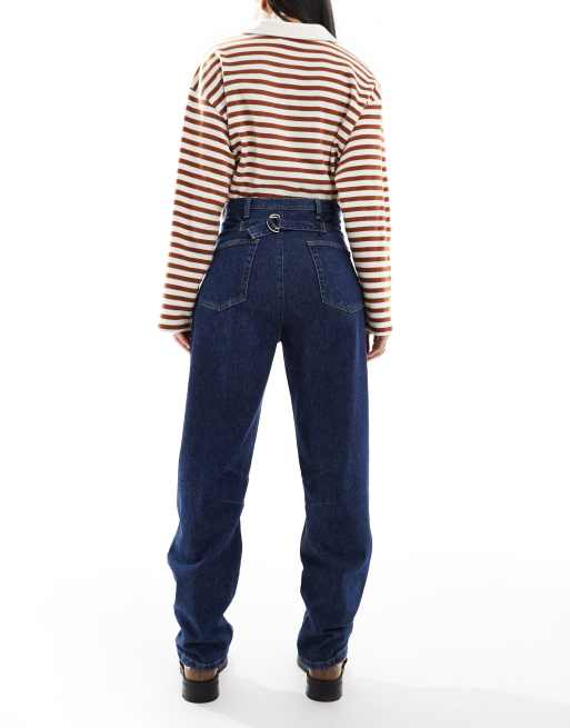 ASOS DESIGN balloon jeans with cinch back in indigo | ASOS