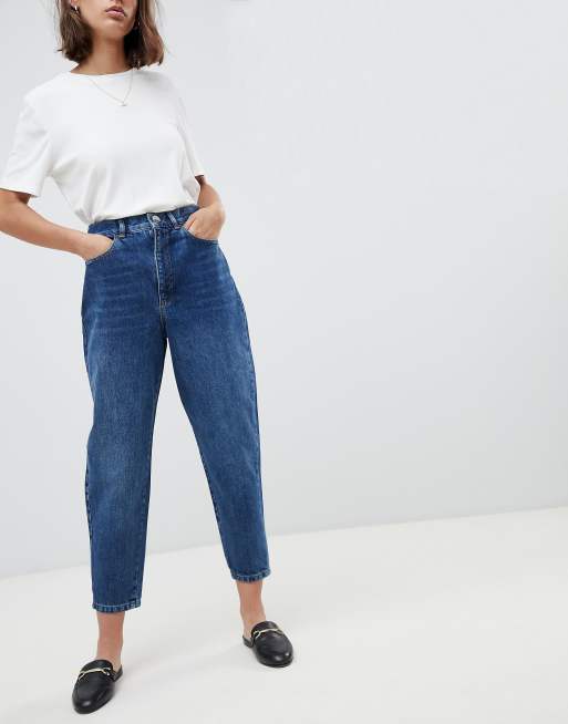 ASOS DESIGN balloon leg boyfriend jeans in dark wash blue