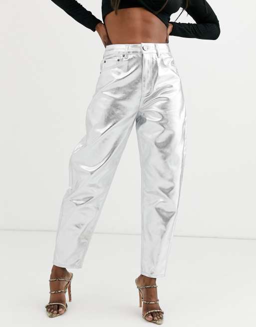 Metallic store pants silver