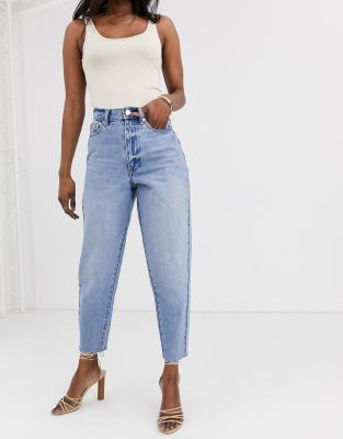 asos design balloon leg boyfriend jeans in patchwork print