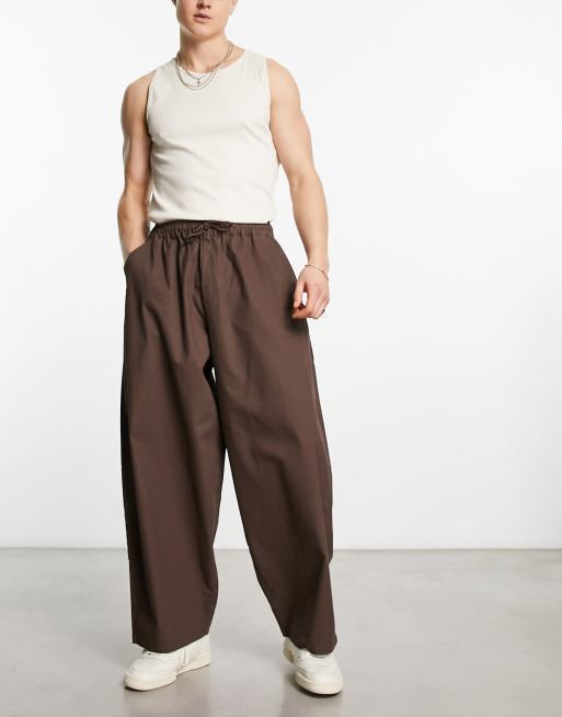 ASOS Wide Balloon Pants In Stone in Natural for Men