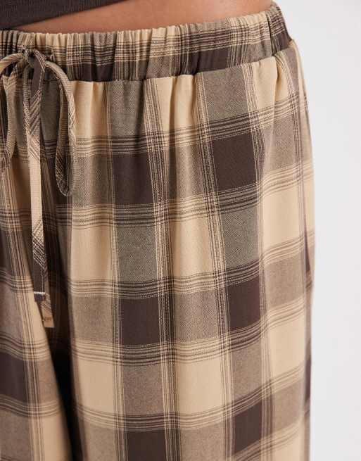 ASOS DESIGN balloon pants in cream check, 5 of 5