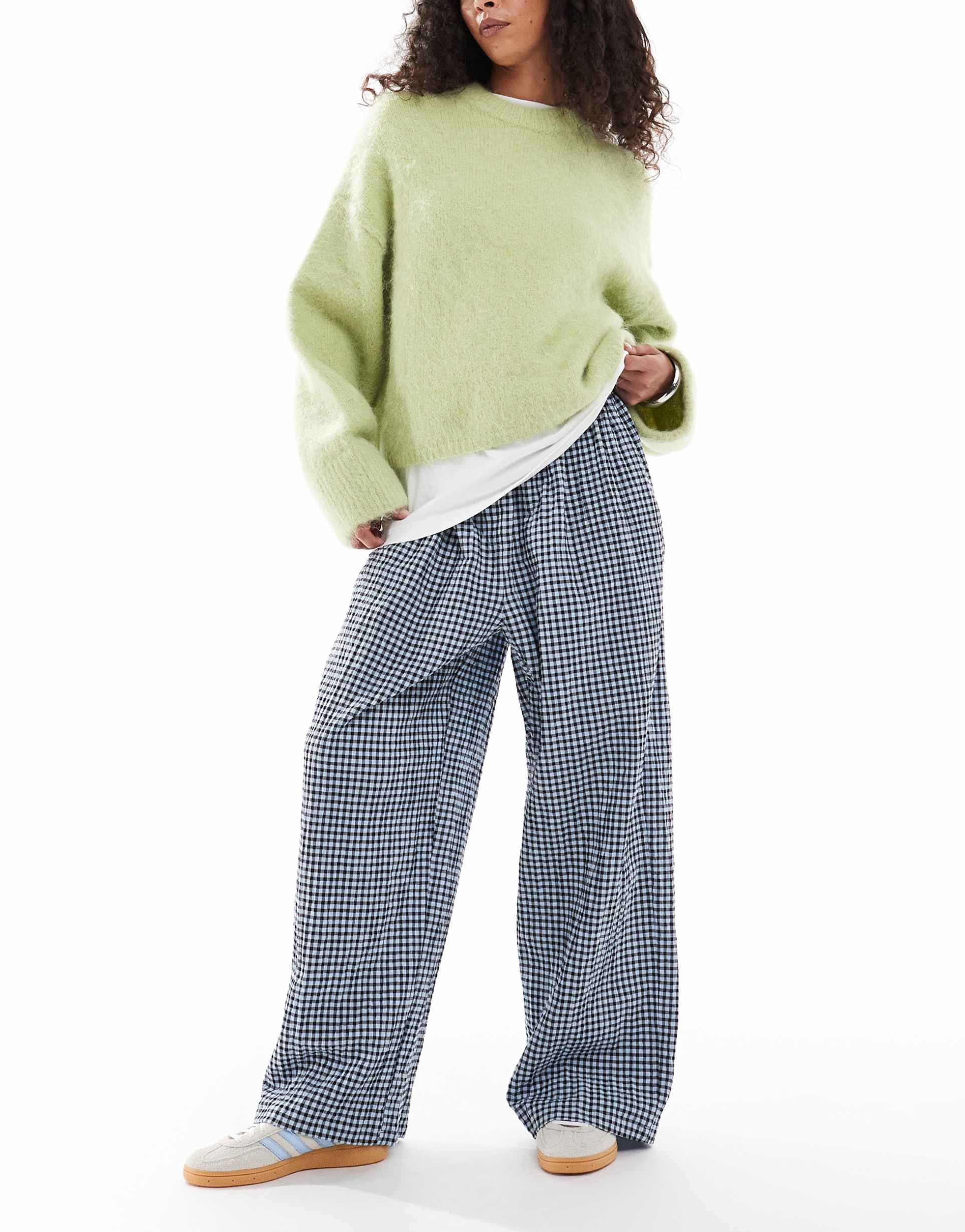 asos design balloon pants in gingham