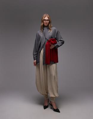 Asos Design Balloon Pants With Cuff Detailing In Blue