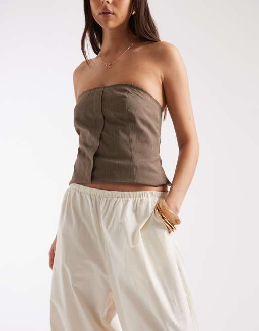 ASOS DESIGN balloon pants with frill cuff in white, 2 of 5