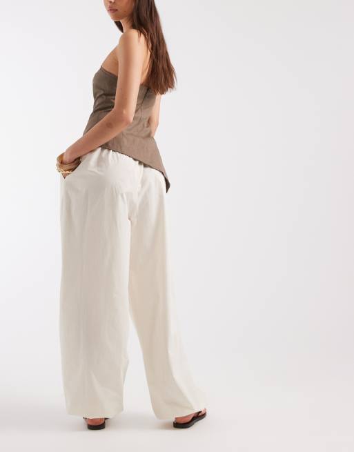 ASOS DESIGN balloon pants with frill cuff in white, 5 of 5