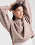 [ASOS DESIGN] ASOS DESIGN balloon sleeve brushback sweatshirt in mocha taupe-Brown XS Mocha