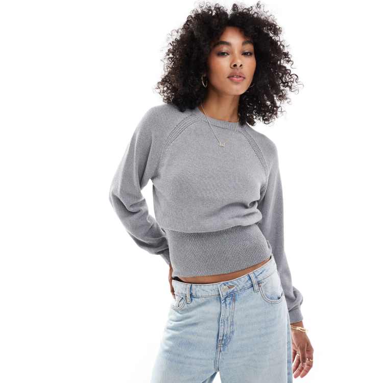 ASOS DESIGN balloon sleeve knit sweater with cinched waist in