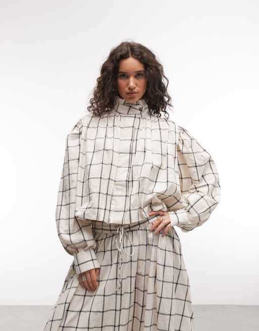 ASOS DESIGN volume maxi skirt co-ord in check, 3 of 3