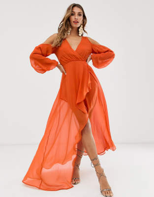 balloon sleeve long dress