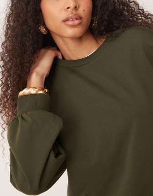 Asos Design Balloon Sleeve Sweat In Green