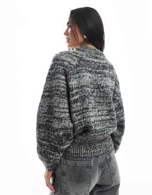 Asos Design Balloon Sleeve Sweater In Gray