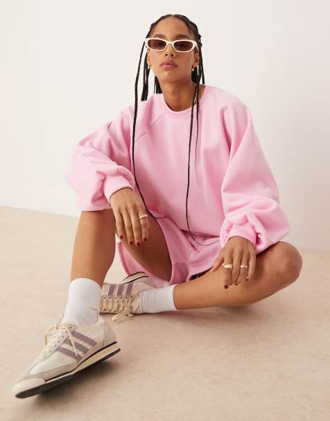 ASOS DESIGN balloon sleeve sweat co-ord in pink