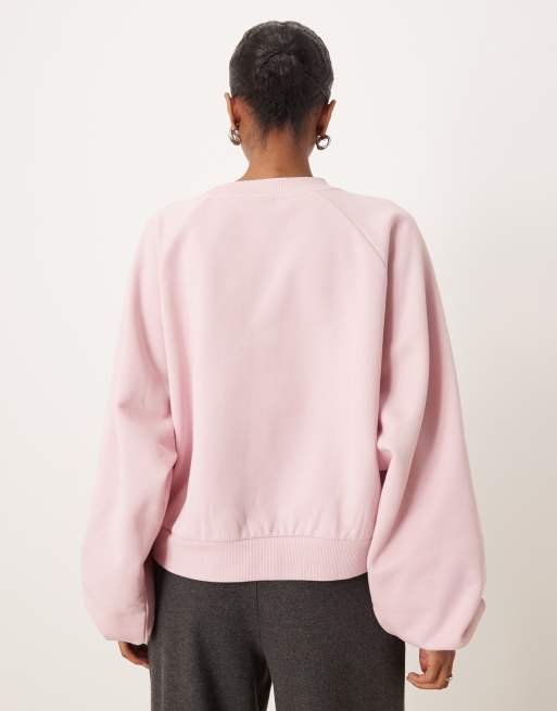 ASOS DESIGN balloon sleeve sweatshirt in pink, 3 of 4