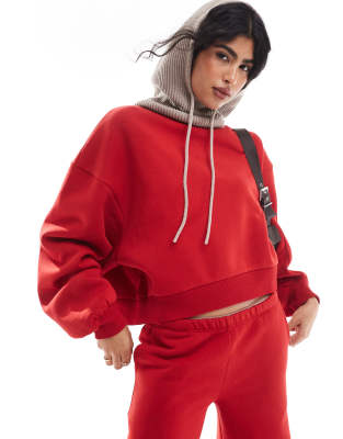 Asos Design Balloon Sleeve Sweatshirt In Red